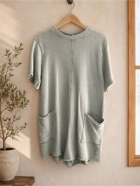 American Eagle Outfitters Dried Sage Saltwash Relaxed T-Shirt Romper
